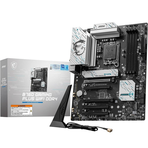 Материнская плата MSI B760 GAMING PLUS WIFI DDR4 (LGA1700/B760/4xDDR4/5xPCI-Ex16/2xM.2/SB7.1/GLAN/Wi-Fi/BT/DP/HDMI/ATX)