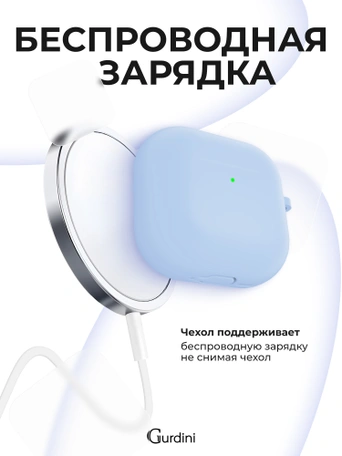 Чехол для Airpods 4 Gurdini силиконовый голубой