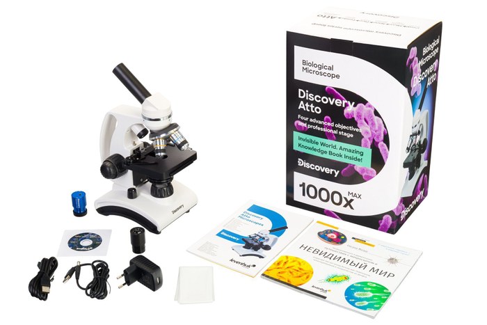 Микроскоп цифровой Levenhuk Discovery Atto Polar с книгой Невидимый мир