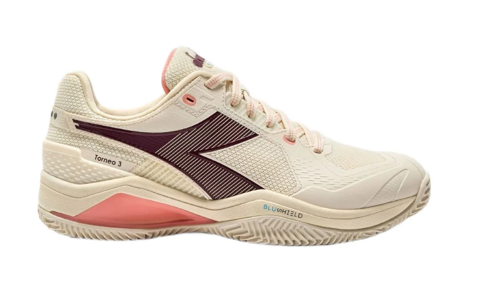 Женские теннисные кроссовки Diadora Blushield Torneo 3 Clay - whisper wh/maroon ban/des