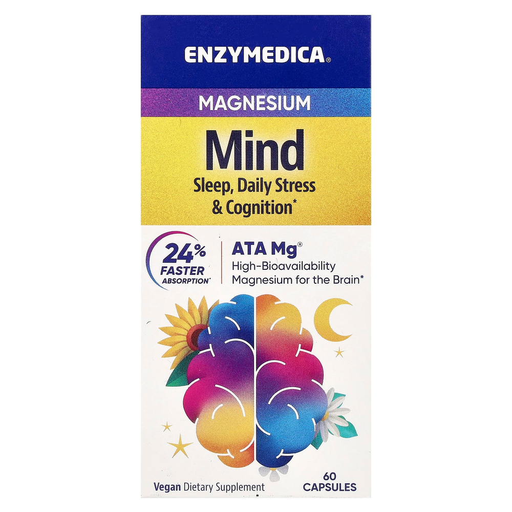 Enzymedica, Mind, магний, 60 капсул (350 мг в 1 капсуле)