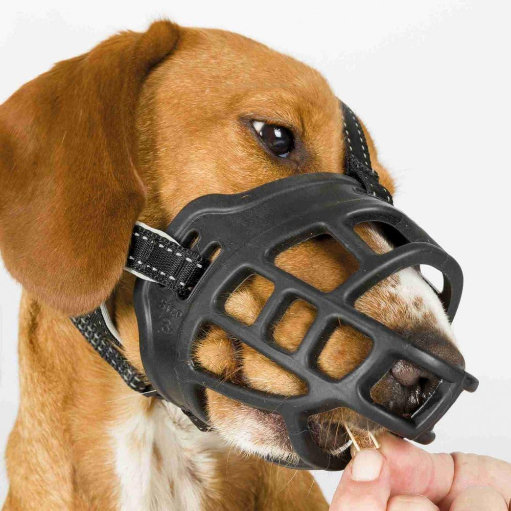 Намордник Muzzle Flex, резина, L–XL (35 см, длина лобного ремня до 30 см), чёрный, Trixie