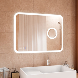 Зеркало "Bliss Led" 800х600 с увеличительным зеркалом, часами