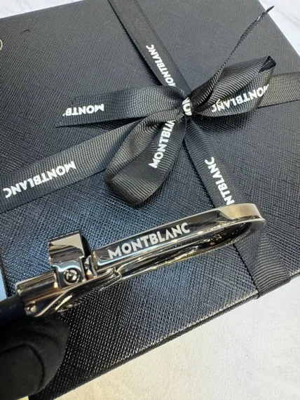 Двусторонний ремень Montblanc из кожи черного цвета 35мм