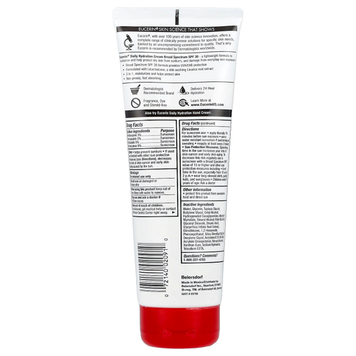 Eucerin, ежедневный увлажняющий крем, SPF 30, без отдушки, 226 г (8 унций)