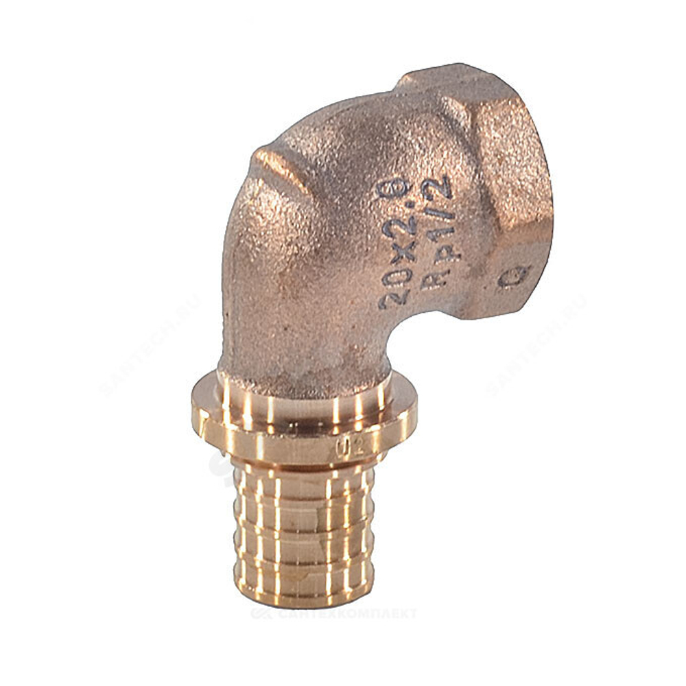 Угольник для PE-X труб аксиальный бронза Дн 20х1/2" ВР RAUTITAN RX+ Rehau 14563551001 (13660961001)