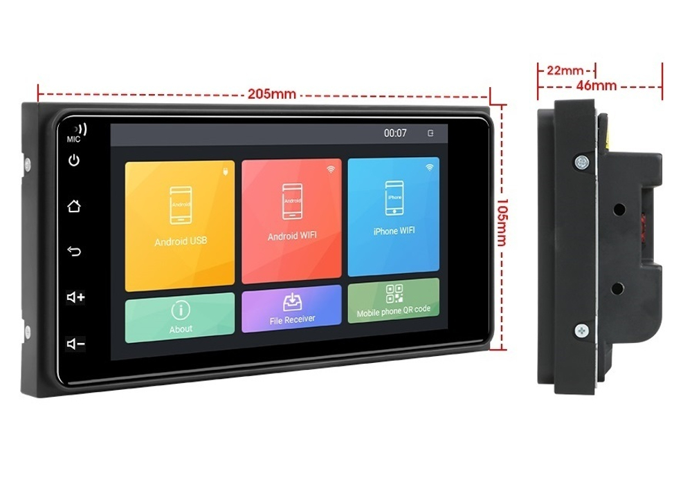 Автомагнитола 7" Android для Toyota 100x200 (2GB / 32GB / CarPlay / AndroidAuto / Wi-Fi / GPS / Bluetooth, USB)