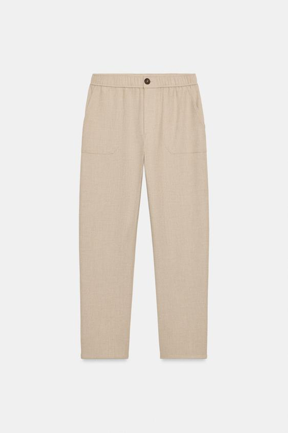 ZARA БРЮКИ С ЭЛАСТИЧНЫМ ПОЯСОМ, ПЕСОЧНЫЙ МЕЛАНЖ
