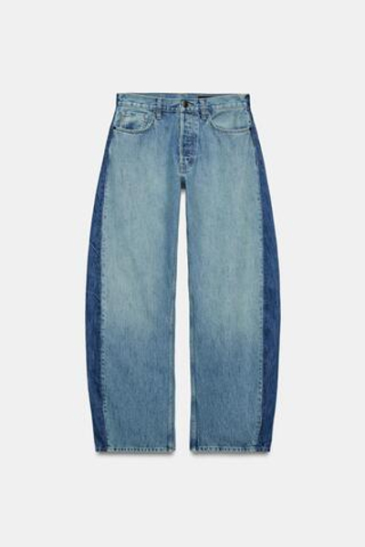 ДЖИНСЫ BARREL СО СРЕДНЕЙ ПОСАДКОЙ И ПЭЧВОРКОМ — ZW COLLECTION — ZARA