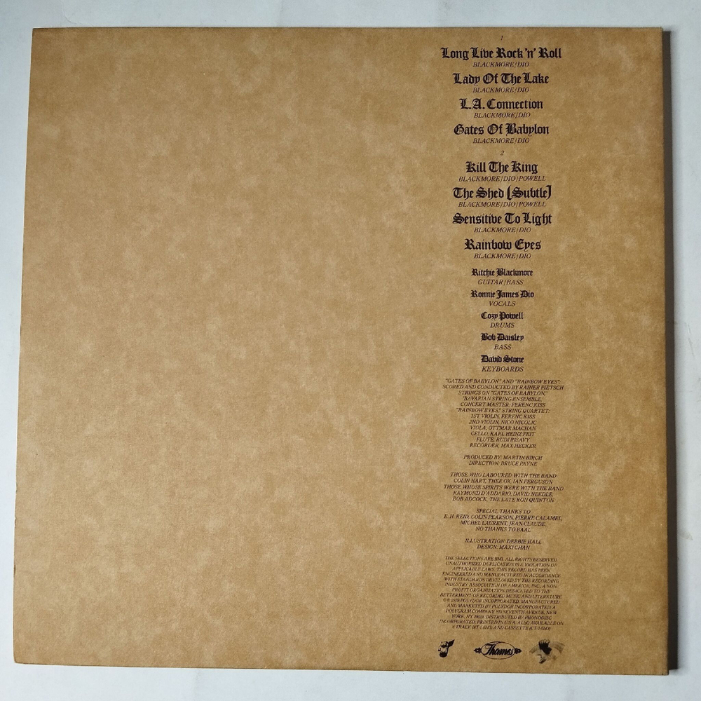 Винтажная виниловая пластинка LP Rainbow Long Live Rock N Roll (USA 1978)