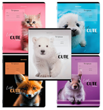 Тетрадь А5 12л. клет. "Cute animals" обложка картон (BRAUBERG)
