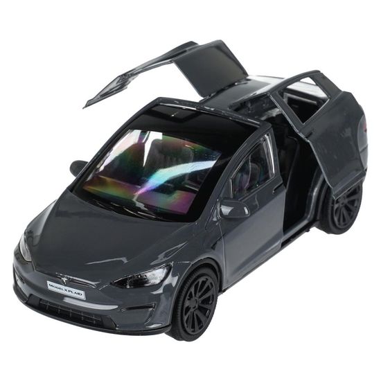 Машина металл tesla model x plaid 12 см, двери, серебрянный Технопарк
