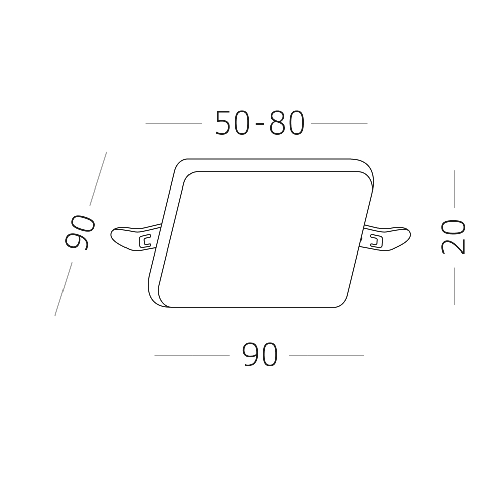ST700.048.08 Св-к встр. Белый LED 1*8W 4000K 690Lm Ra80 180° IP44 L90xW90xH33 85-265V