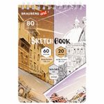 Скетчбук, белая бумага 120 г/м2 + крафт 80 г/м2 165х240 мм, 60 + 20 л., гребень, BRAUBERG ART DEBUT, 112982