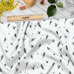 Ткань мембрана нарисованные листья на белом фоне