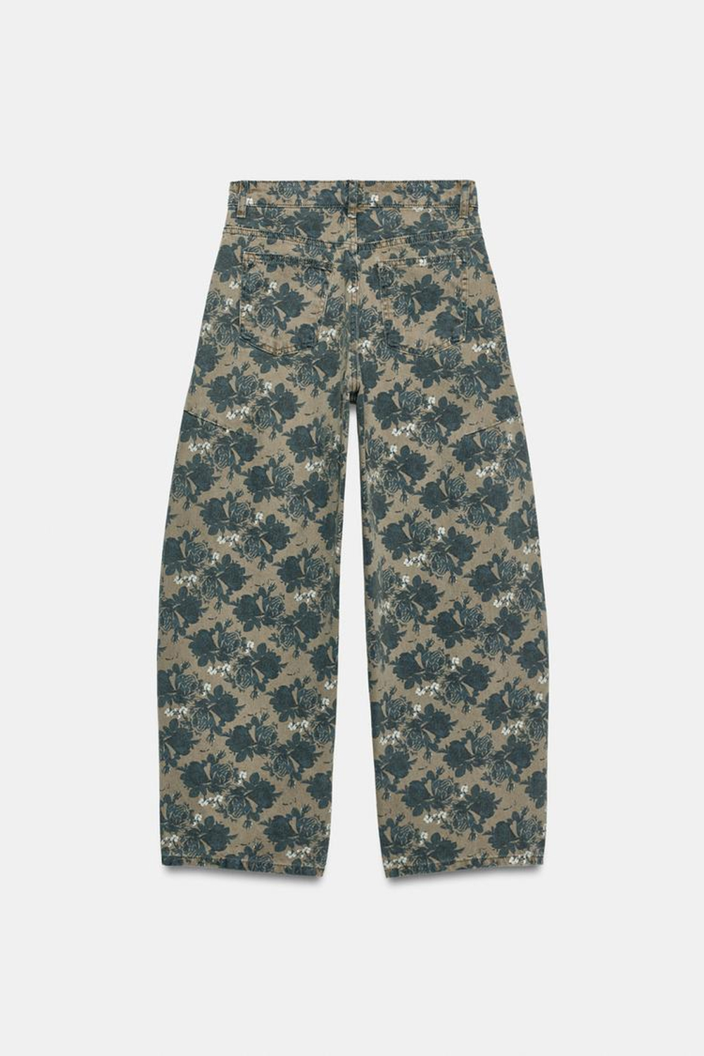 ZARA ДЖИНСЫ BALLOON ANKLE-LENGTH СО СРЕДНЕЙ ПОСАДКОЙ И ЦВЕТОЧНЫМ ПРИНТОМ — ZW COLLECTION, ХАКИ