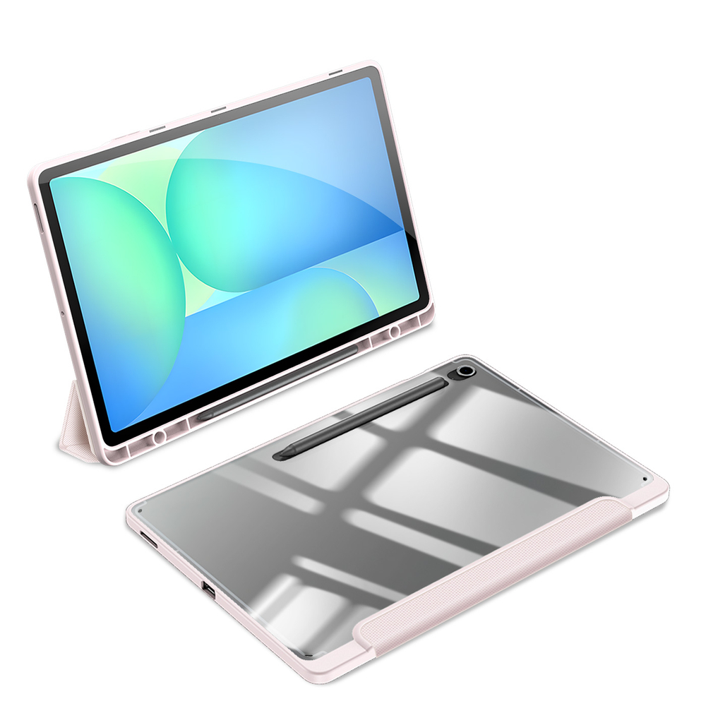Чехол книжка розового цвета от Dux Ducis для Samsung Galaxy Tab S10 FE Plus, серия Toby Series Case, с функцией пробуждения и сна