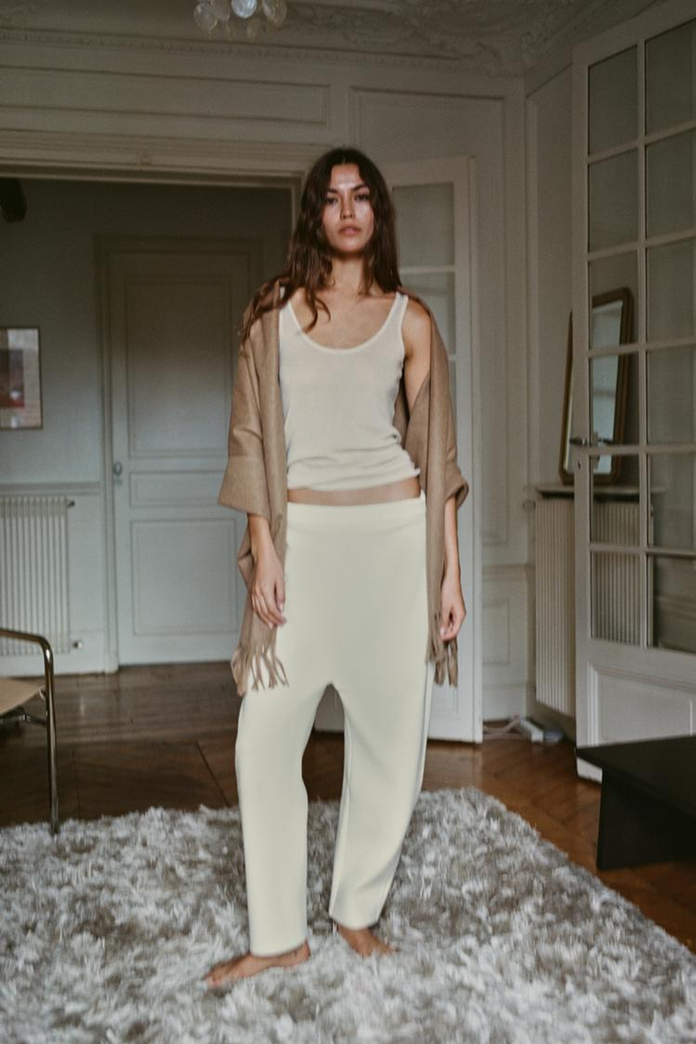 ZARA БРЮКИ С НИЗКОЙ ПОСАДКОЙ, ЭКРЮ