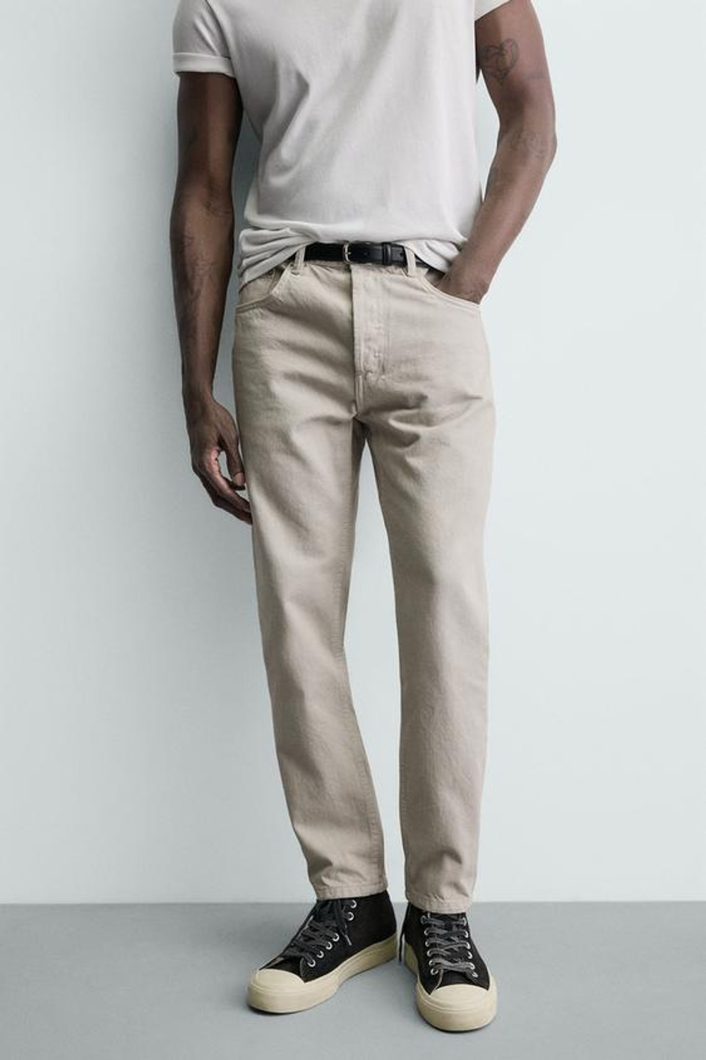 ZARA УКОРОЧЕННЫЕ ДЖИНСЫ SLIM FIT, ЭКРЮ