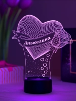 Ночник "Сердце с именем Анжелика" - любимой девушке