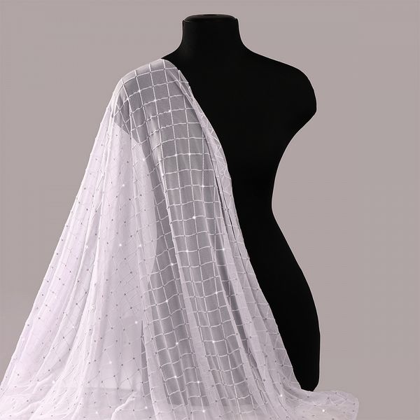 Сетка бельевая эластичная 85 г/м², шир.150 см / 1 метр, с флоком TBY.SZ030218, цв.белый /SZ030218.21/1/