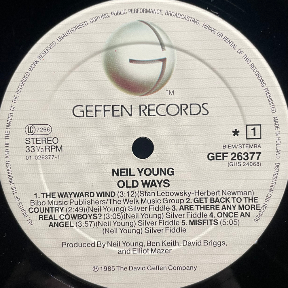 Neil Young ‎– Old Ways (Голландия 1985г.)