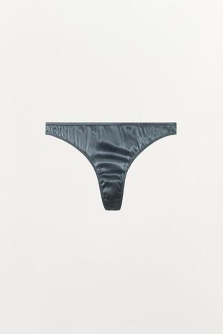 ZARA ШЕЛКОВЫЕ ТРУСЫ-ТАНГА 100%, ТЕМНО-СЕРЫЙ