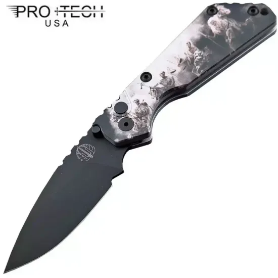 Складной нож Pro -Tech Pro-Strider- Четыре всадника PR/SnG-4H-B c клинком из стали 154CM, рукоять Алюминиевый сплав 7075 T-6 Aluminium