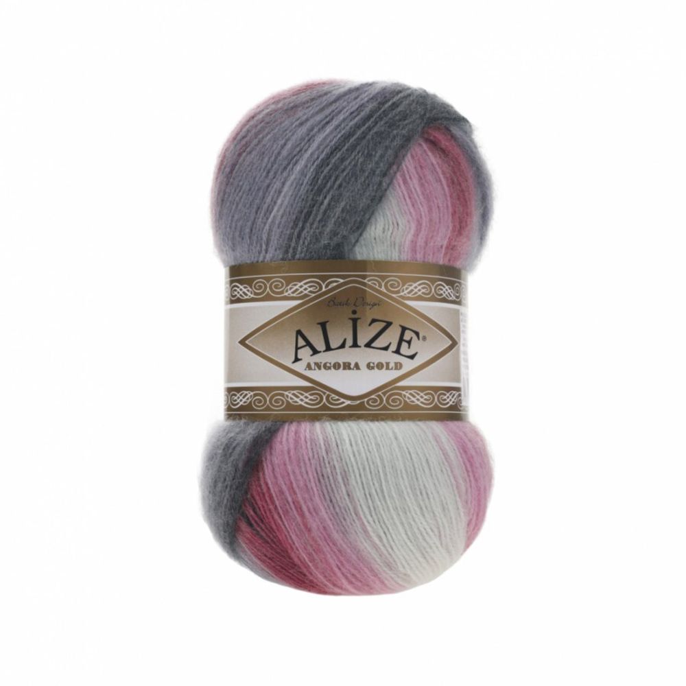 Пряжа ALIZE "Angora Gold Batik" 1602 розовый/белый/серый