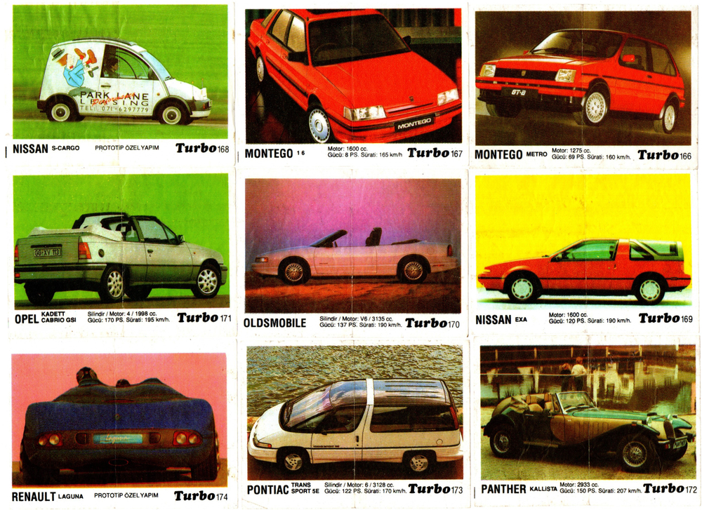 Вкладыши от жвачки Turbo Black - Турбо черные 70 штук без повторов. Серия 121 - 190. Полная серия