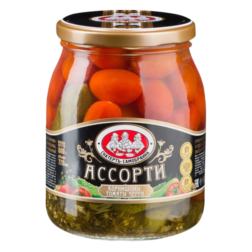 Ассорти корнишоны и черри скатерть самобранка ст/б 720 мл