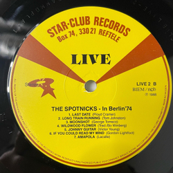 Винтажная виниловая пластинка LP The Spotnicks Live in Berlin 74 (Швеция 1988)