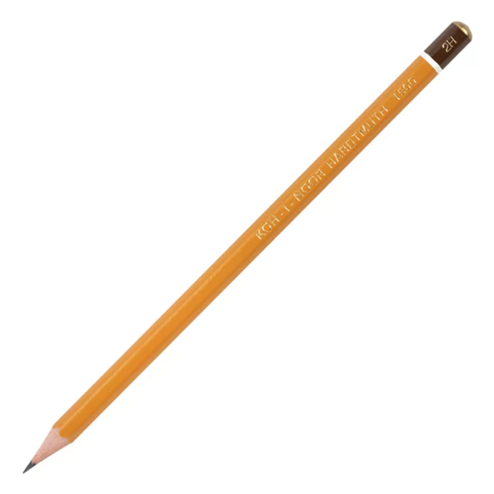 Карандаш чернографитный KOH-I-NOOR 1500, 1шт., 2H, корпус желтый, заточенный