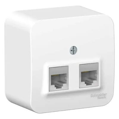 BLANCA О/У РОЗЕТКА двойная компьютерная RJ45, кат.5E, ИЗОЛ.ПЛ., БЕЛЫЙ