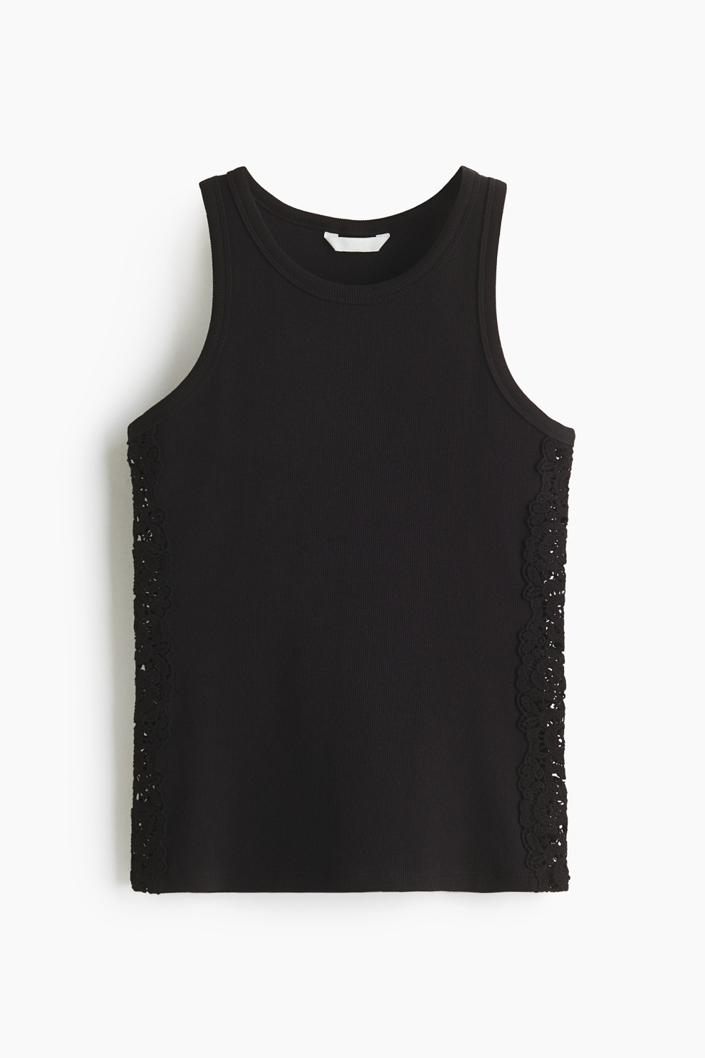 Топ в рубчик с кружевными вставками - H&M