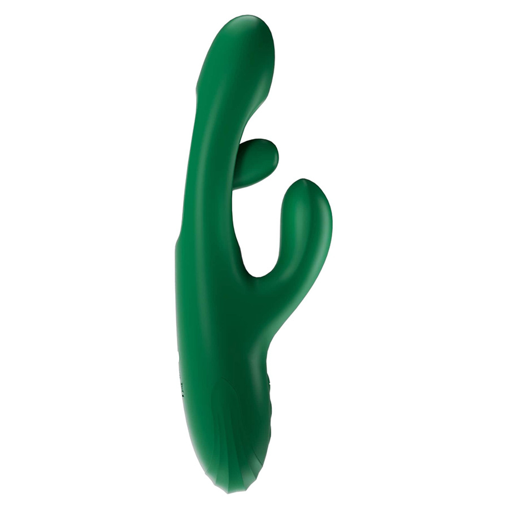 Зеленый вибратор-кролик 26см с подвижным язычком Amovibe Zenora Rabbit Vibrator Green