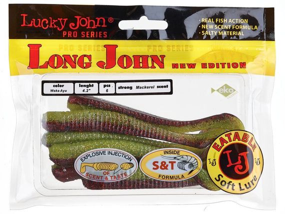 Виброхвосты съедобные LJ Pro Series LONG JOHN 4.2in (10,7 см), цв. T44, 6 шт.