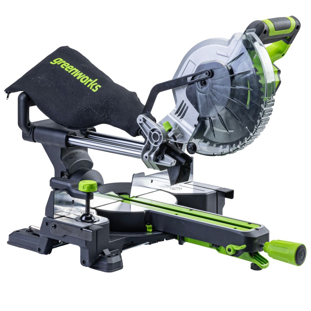 Торцовочная пила Greenworks GD24MS216, 24V, бесщеточная, 4800 об/мин, 216x30мм, рез 65х310мм, с протяжкой, без АКБ и ЗУ (1501707)