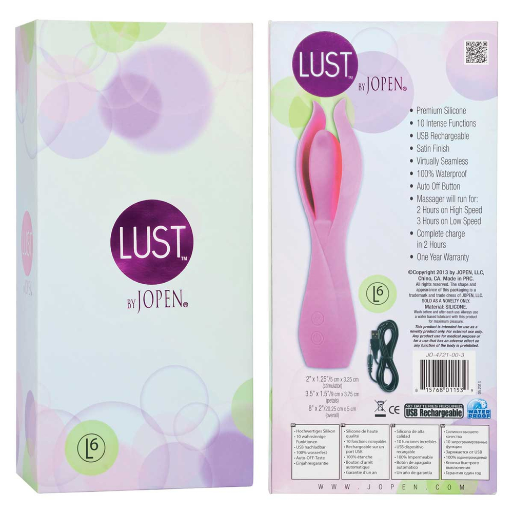 Большой розовый вибратор с лепестками Lust by JOPEN L6