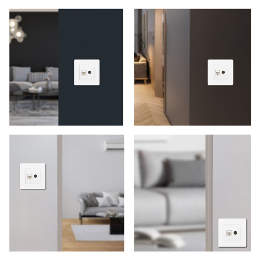 Розетка ЭРА Серия 12 12-3110-01М комбинированная RJ45+TV, белый матовый | Эра 12