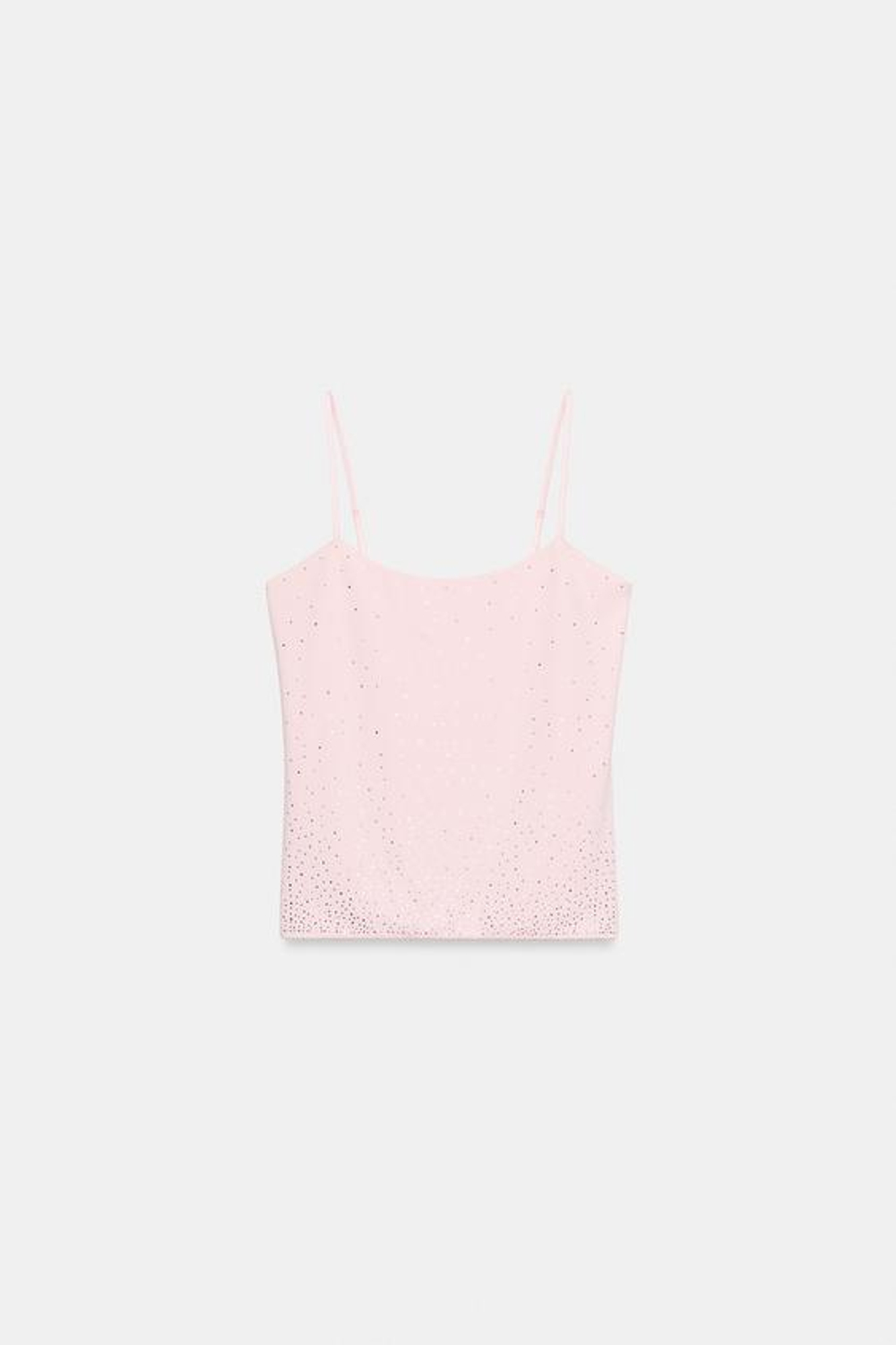 ZARA ТОП НА БРЕТЕЛЯХ СО СТРАЗАМИ, РОЗОВЫЙ