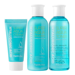 Набор из 3-х средств с гиалуроновой кислотой FarmStay Hyaluronic Acid Super Aqua Skin Care 3 Set