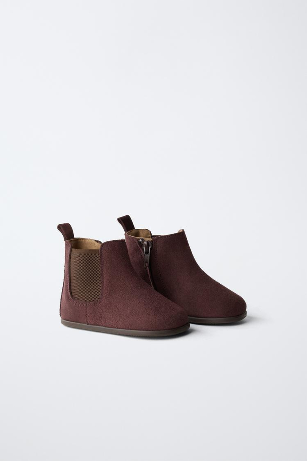 ZARA КОЖАНЫЕ БОТИНКИ ЧЕЛСИ, БАКЛАЖАННЫЙ