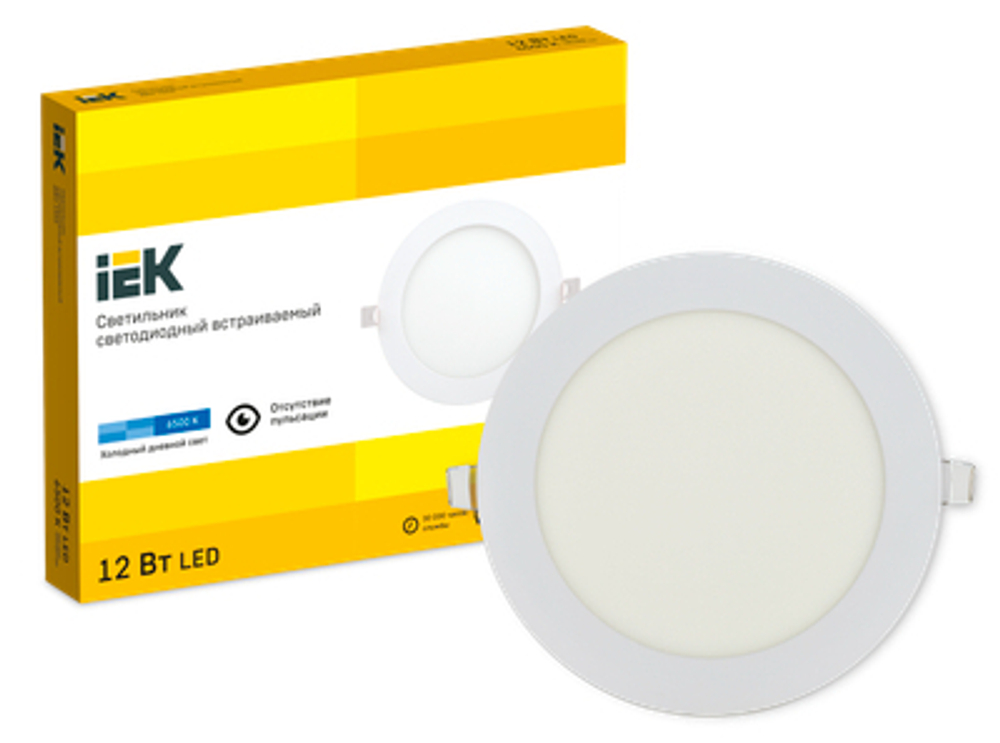 Светильник ДВО 1606 белый круг LED 12Вт 6500 IP20 IEK