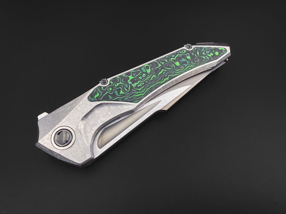 Складной нож Guerrero M390 CrystalTi green carbon