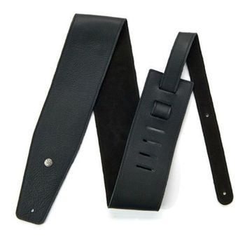Ремень для гитары, черный, кожаный, ширина 3.5", Dunlop BMF10BK