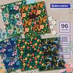 Тетрадь А5, 96 л., BRAUBERG, скоба, клетка, глянцевая ламинация, "Wild Flowers", 404429, 5шт