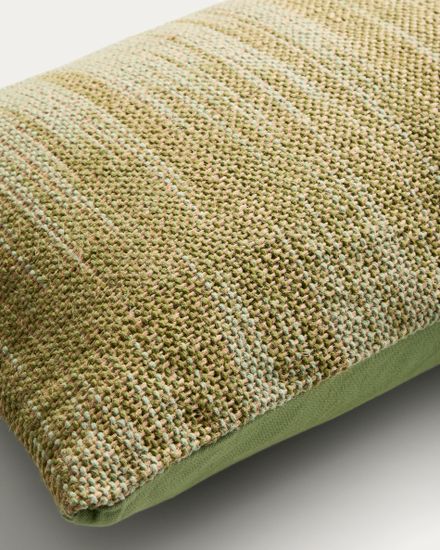 Чехол для подушки Liroda из джута с зеленым узором икат, 40 x 60 см