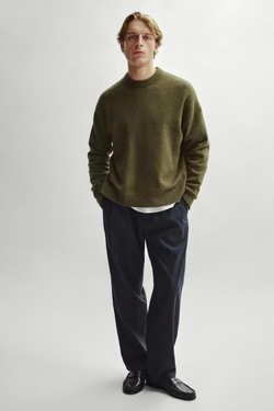 Massimo Dutti Брюки из 100% хлопка с защипами, чернильно-синий