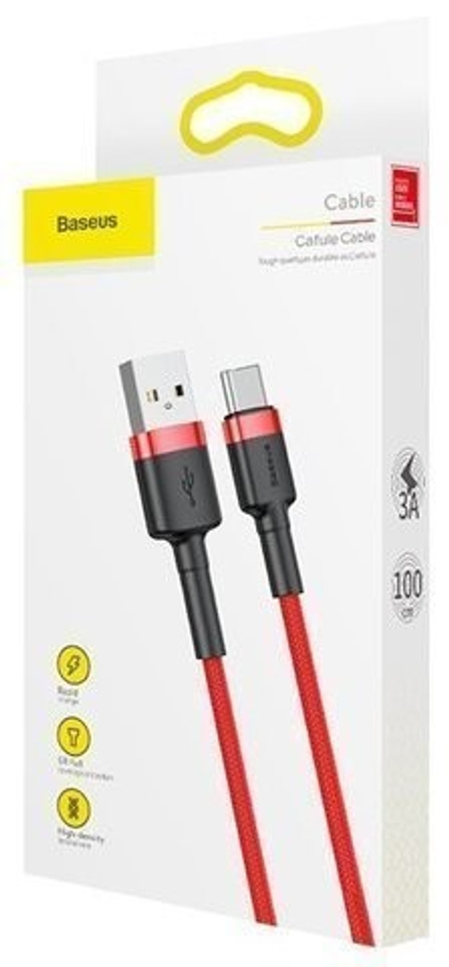 Usb Кабель-зарядка TYPE-C Baseus Cafule 3A 1м (CATKLF-B09) красный